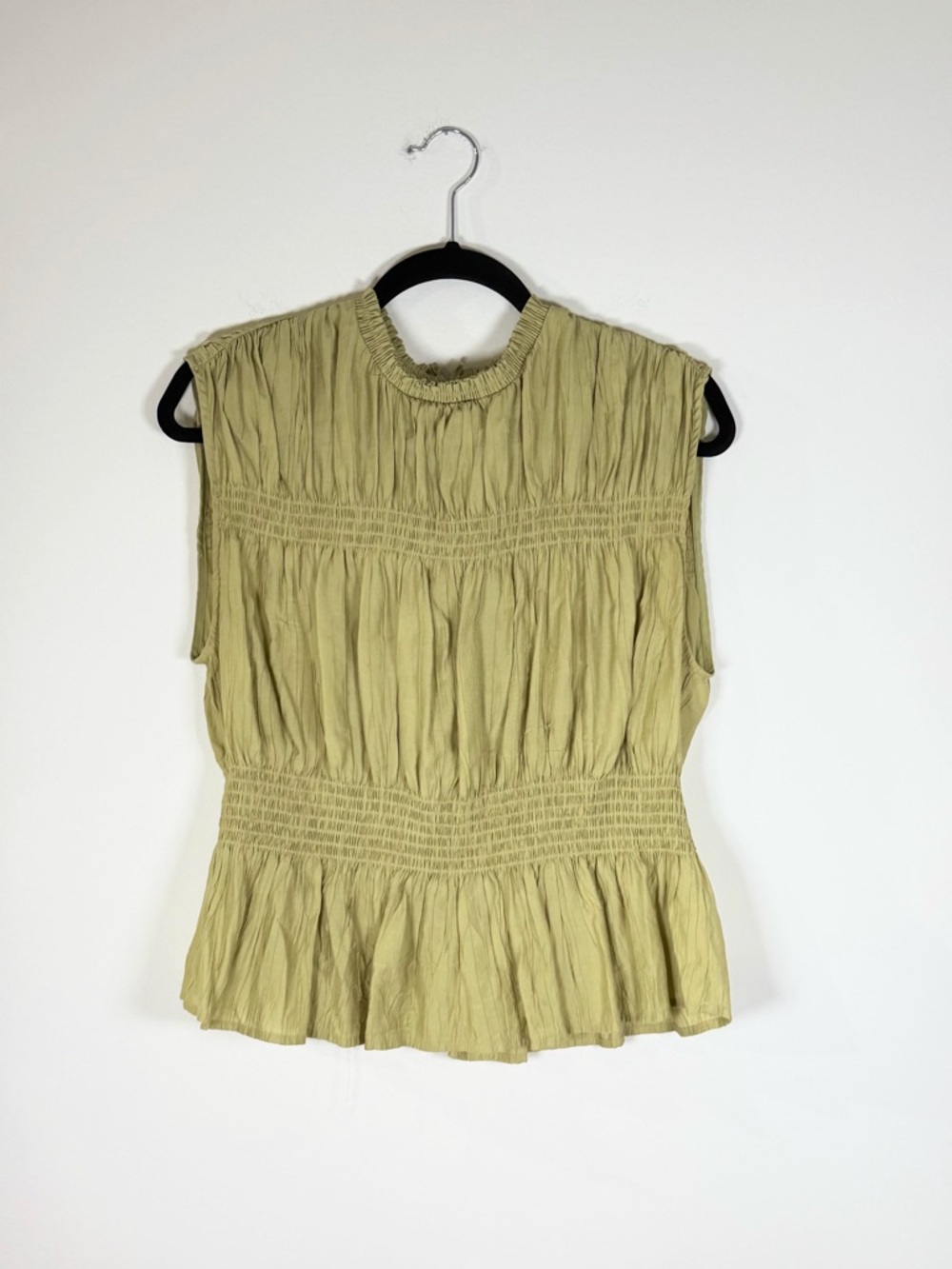 H&M Olive Green Smocked Peplum Sleeveless Top
